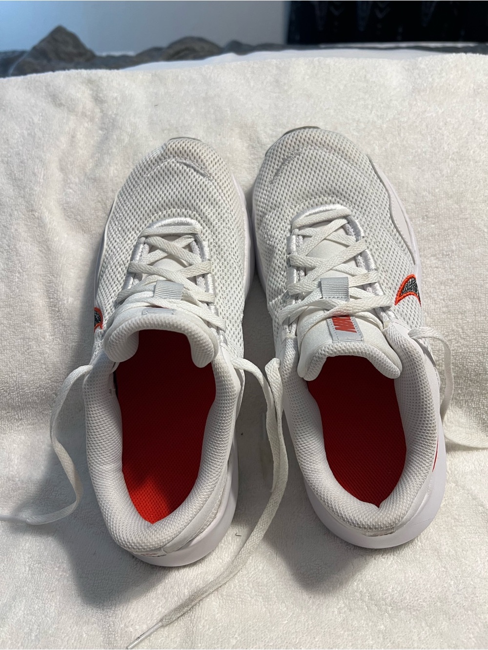 Nike White Sneakers with Red Insole